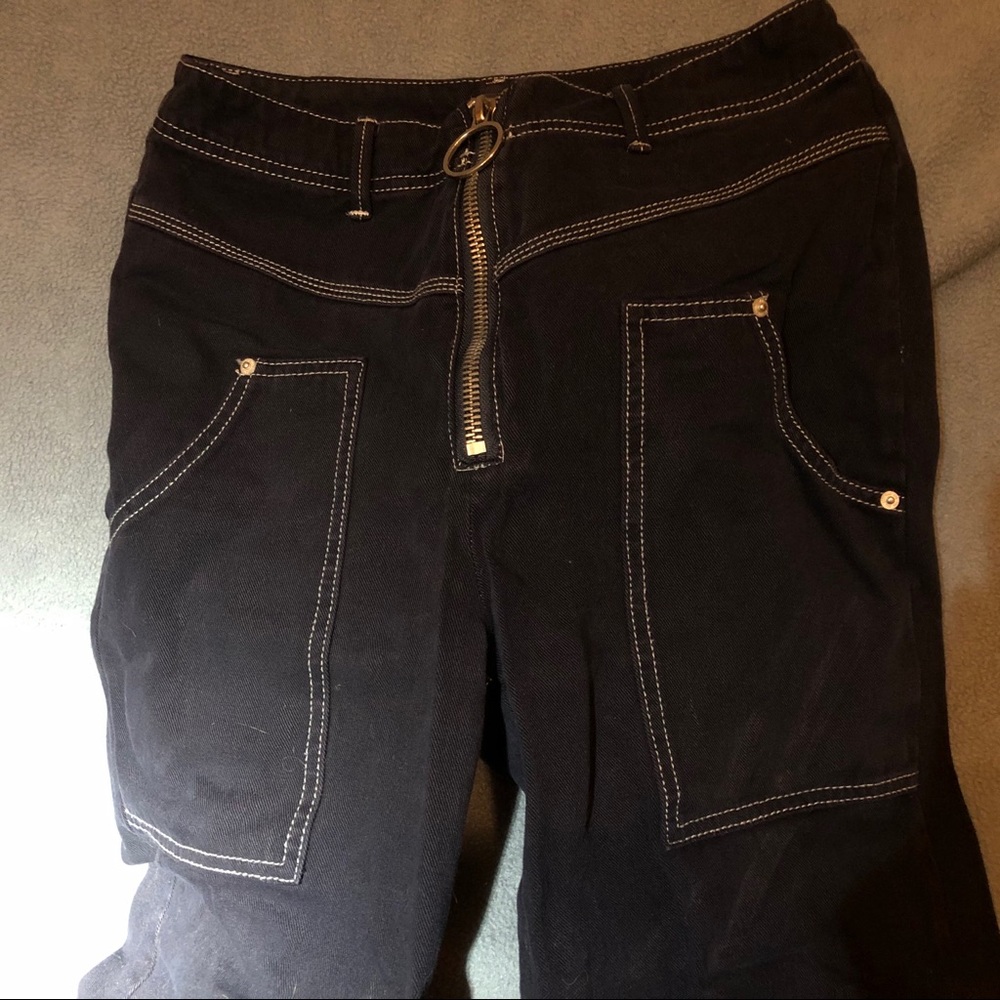 Wide leg black pants with huge pockets